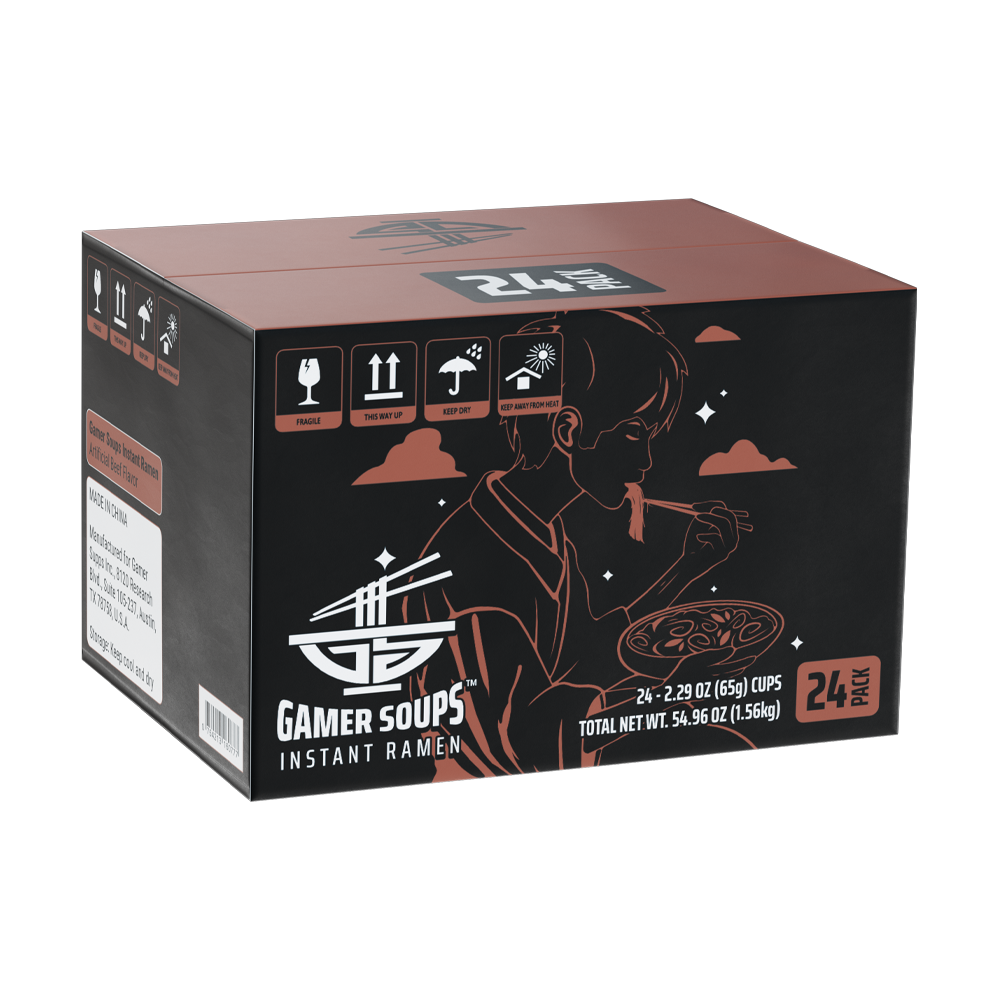 Gamer Soups Instant Noodles - Beef (24 Cup Box) - Image 2