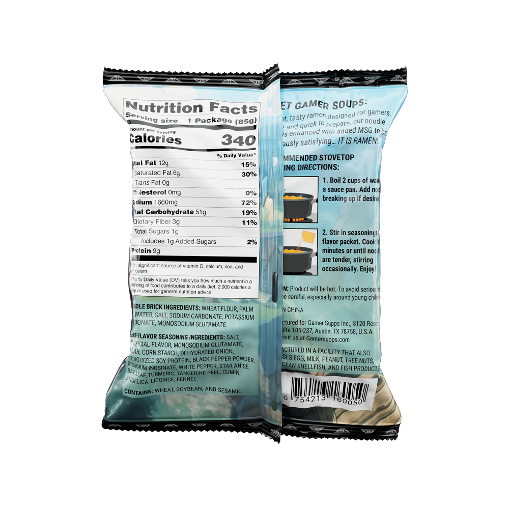 Gamer Soups Instant Noodles - Beef Bricks (5 Pack) - Image 3