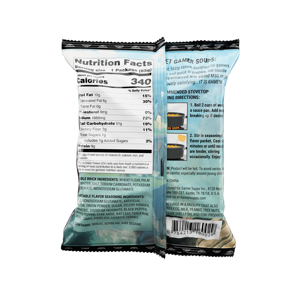Gamer Soups Instant Noodles - Vegetable Bricks (5 Pack) - Image 3